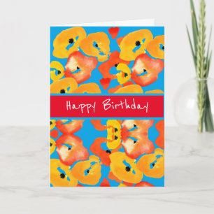 Tarjeta Poppies arte floral grande naranja rojo