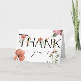 Tarjeta Poppies color agua rosada Gracias