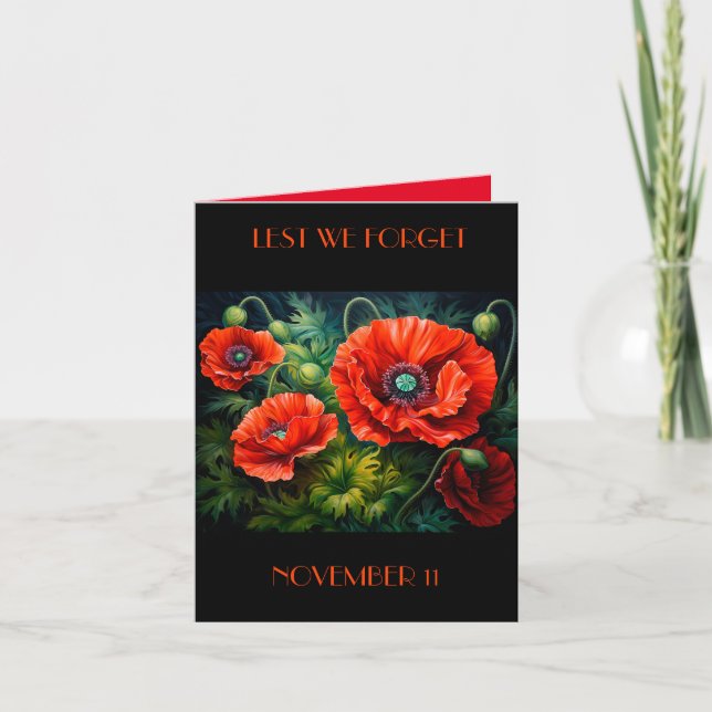 Tarjeta Poppies de Día de Recuerdo. Editable (Anverso)