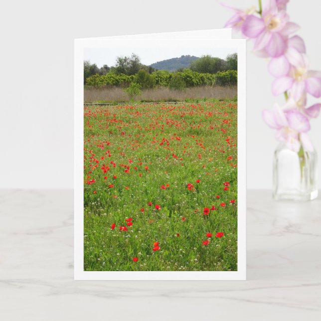 Tarjeta Poppies en retrato de campo (Orquídea)
