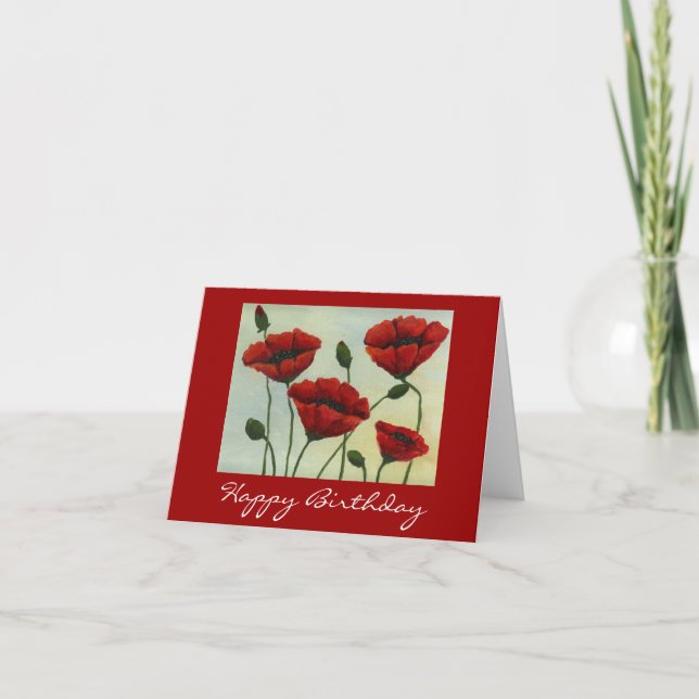 Tarjeta Poppies Happy Birday Card (Anverso)