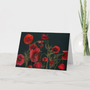 Tarjeta Poppies rojos en negro