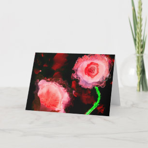 Tarjeta Poppies rojos sobre pintura negra de tinta de alco