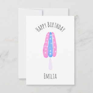 Tarjeta Popsicle de Acuarela Cumpleaños 4 de Julio