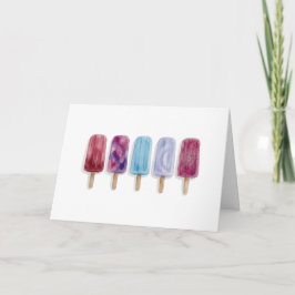 Tarjeta Popsicles pintura acuarela vibraciones veraniegas 
