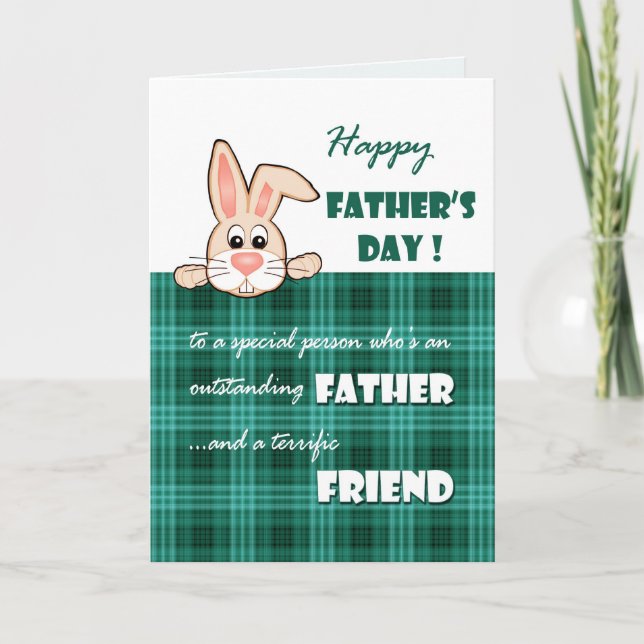Tarjeta Por Amigo en el Día del Padre. Conejo Cute (Anverso)