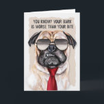 Tarjeta por Bosny Funny Pug Dog en Sunglass Birthday<br><div class="desc">¡Tarjeta de cumpleaños divertida para el jefe que le gustan los perros o que se burla de ser gruñón! Este perro de cerdo con el labio levantado de un lado lo dice todo y con seguridad hará que hasta los más serios supervisores o gerentes dejen salir una risa.</div>