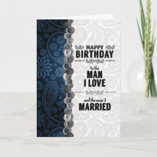 Tarjeta por cumpleaños sentimental de Husband Blue Paisley