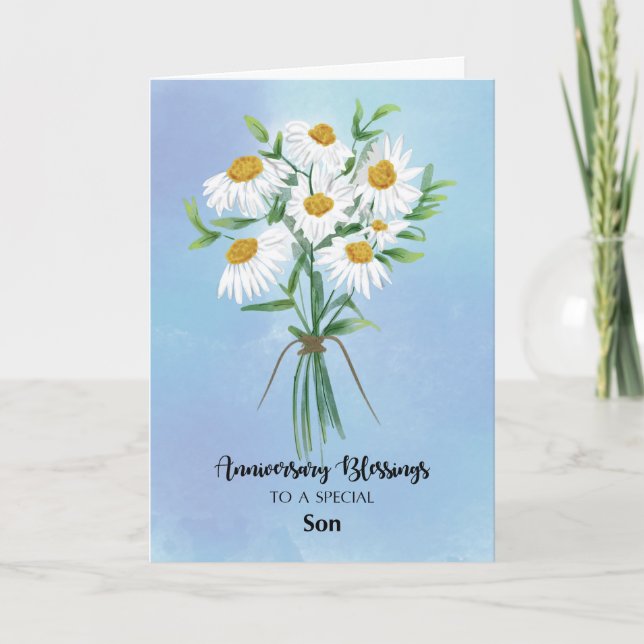 Tarjeta Por el aniversario del Boda del hijo Bendiciones B (Anverso)