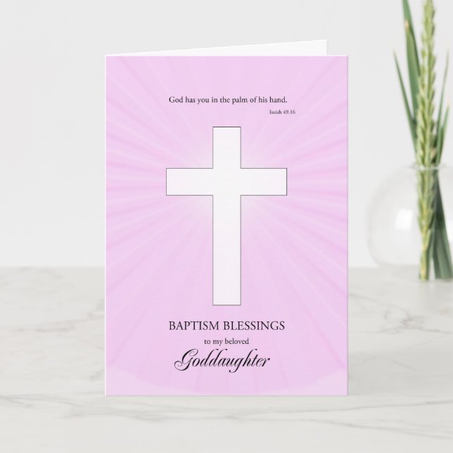 Tarjeta Por el bautismo de diosa, cruz brillante (Anverso)