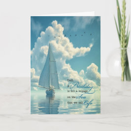 Tarjeta Por el cumpleaños, barco de vela, tema náutico
