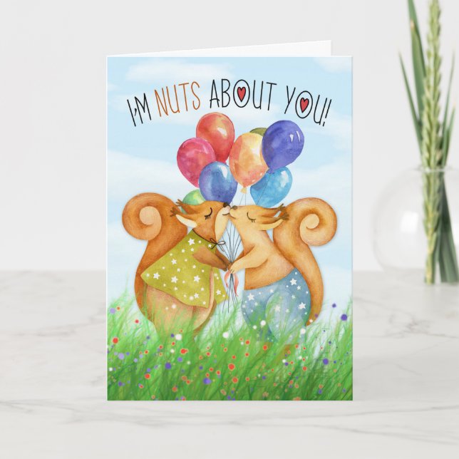 Tarjeta por el cumpleaños de las ardillas para besar al ma (Anverso)