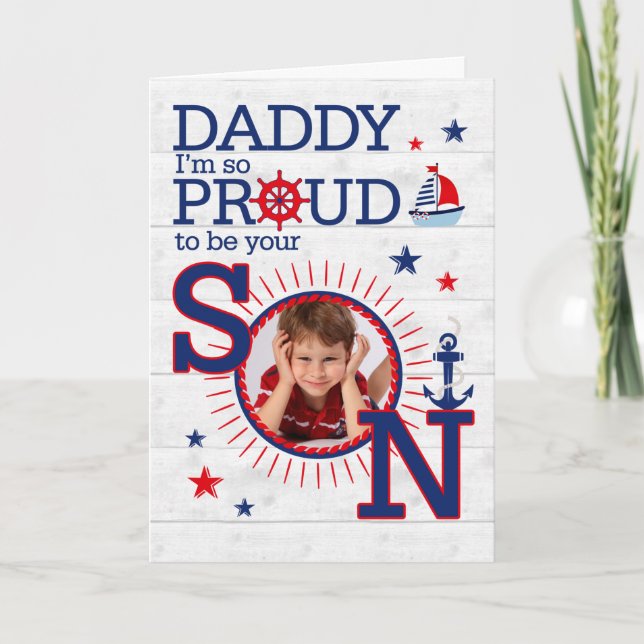 Tarjeta por el cumpleaños de papá de Son Nautical (Anverso)