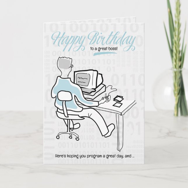 Tarjeta por el cumpleaños del hombre de la computadora div (Anverso)