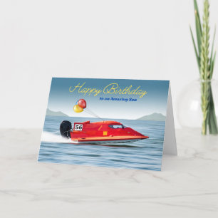 Tarjeta Por el cumpleaños número 56 con barco de alto rend