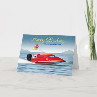 Tarjeta Por el cumpleaños número 56 con barco de alto rend