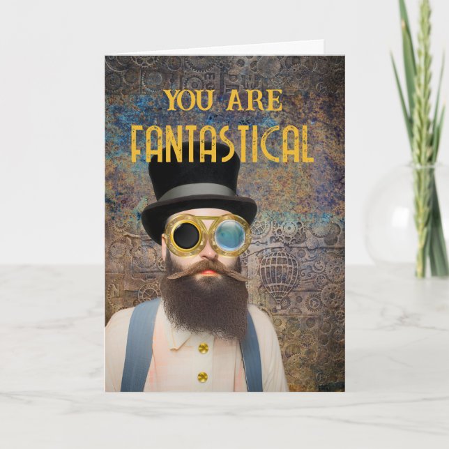 Tarjeta Por el Día de la Amistad Steampunk (Anverso)