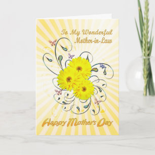 Tarjeta Por el Día de la Madre con flores amarillas