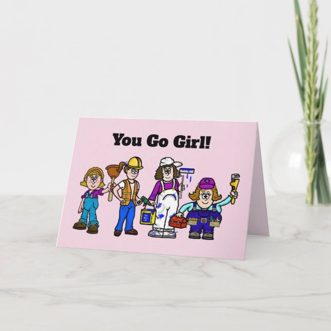 Tarjeta por el Día del Trabajo para mujeres o trab (Anverso)