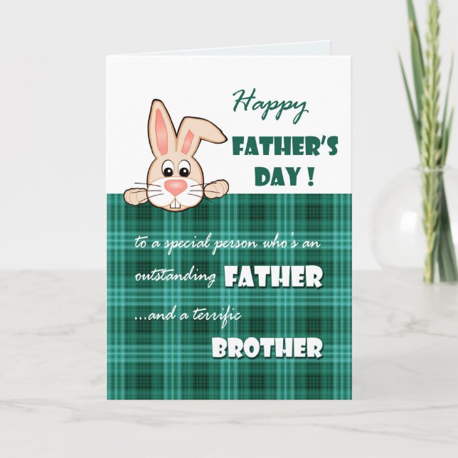 Tarjeta Por el hermano en el día del padre conejito lindo (Anverso)