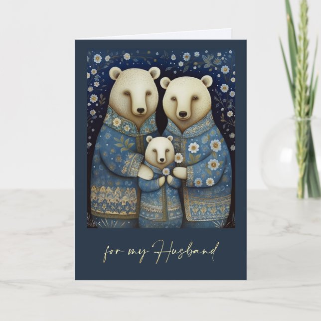 Tarjeta Por el marido en el arte popular del oso de la fam (Anverso)