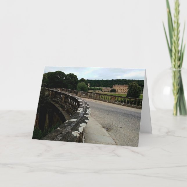 Tarjeta Por el puente, a Chatsworth. (Anverso)