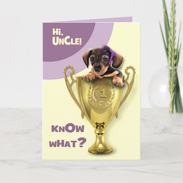 Tarjeta Por el tío en el día del padre. Cachorro (Anverso)