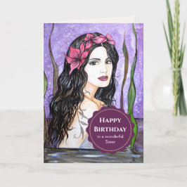 Tarjeta Por hermana en la Dama de Cumpleaños del Lago