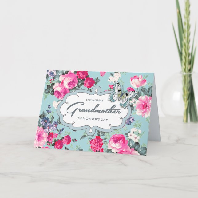 Tarjeta Por la abuela en el día de la madre. Rosas de époc (Anverso)