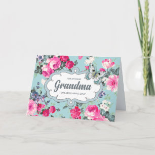 Tarjeta Por la abuela en el día de la madre. Rosas de époc