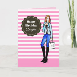Tarjeta Por la hija en el Chica de cumpleaños con Denim Ja