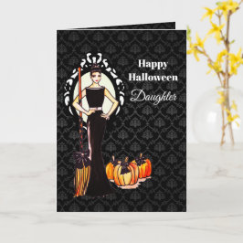 Tarjeta Por la hija en Halloween Lady Witch con baño