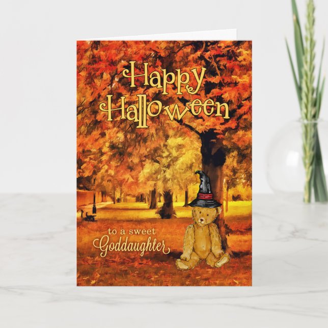 Tarjeta por la hijita en Halloween Teddy Bear WWWear (Anverso)