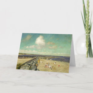 Tarjeta Por la mañana en el rompeolas   William Merritt Ch