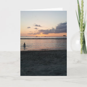 Tarjeta Por la noche Sunset Tropical Beach Waikiki Oahu Ha