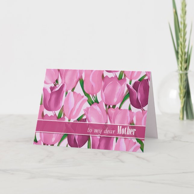 Tarjeta Por la pintura de tulipanes en el día de la madre (Anverso)