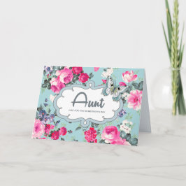 Tarjeta Por la tía en el día de la madre. Rosas de época