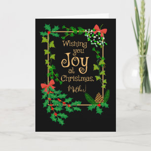 Tarjeta Por las madres Navidades Joy Holly y Mistletoe