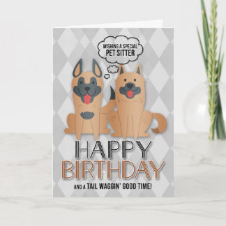 Tarjeta por los perros adorables de caricatura de cumpleañ