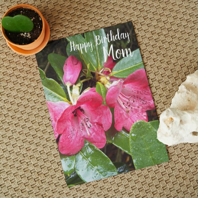 Tarjeta Por Mamá Rojo Rododendros Cumpleaños Floral (In Situ)