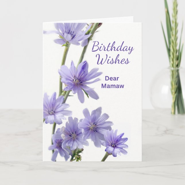 Tarjeta Por Mamaw Birthday Violet Chicory Flowers (Anverso)