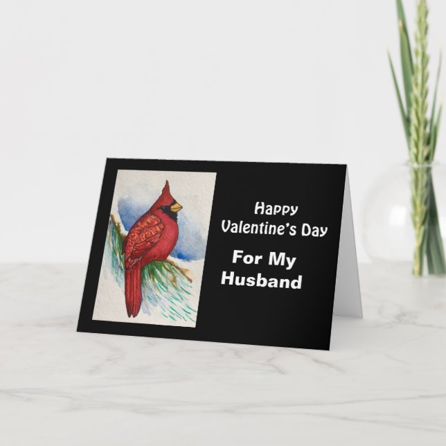 Tarjeta Por mi esposo el Cardenal Rojo Día de San Valentín (Anverso)