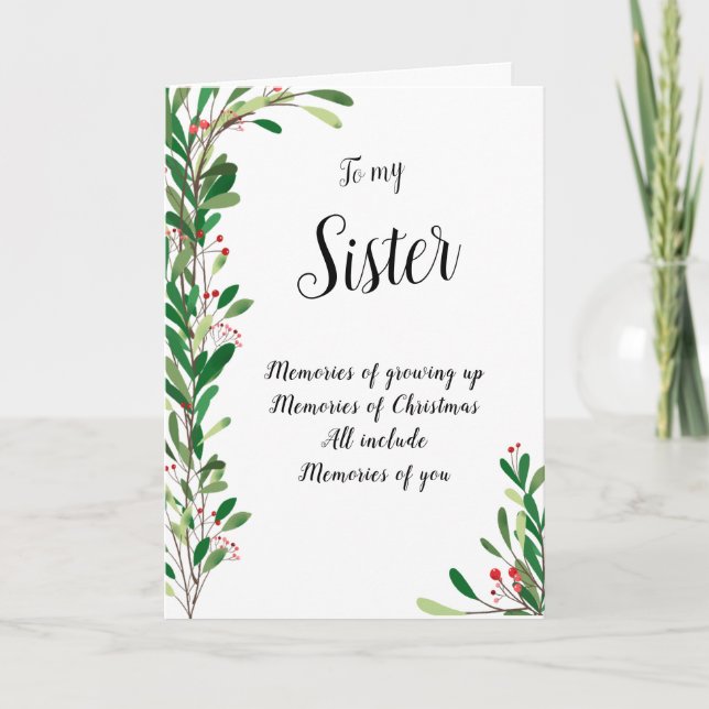 Tarjeta Por mi hermana Hermosos Navidades botánicos de Ber (Anverso)