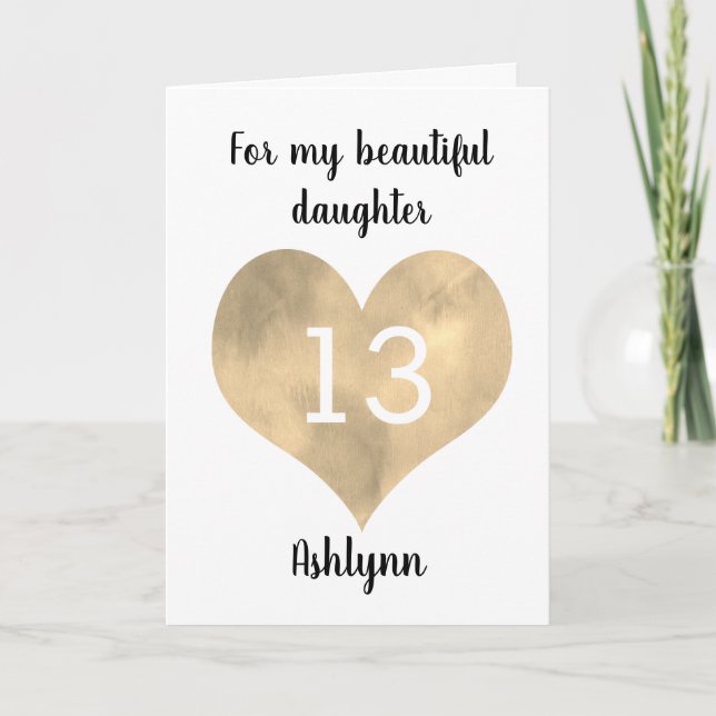 Tarjeta Por mi hermosa hija, 13 años (Anverso)