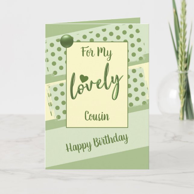 Tarjeta Por mi hermosa prima verde de cumpleaños (Anverso)