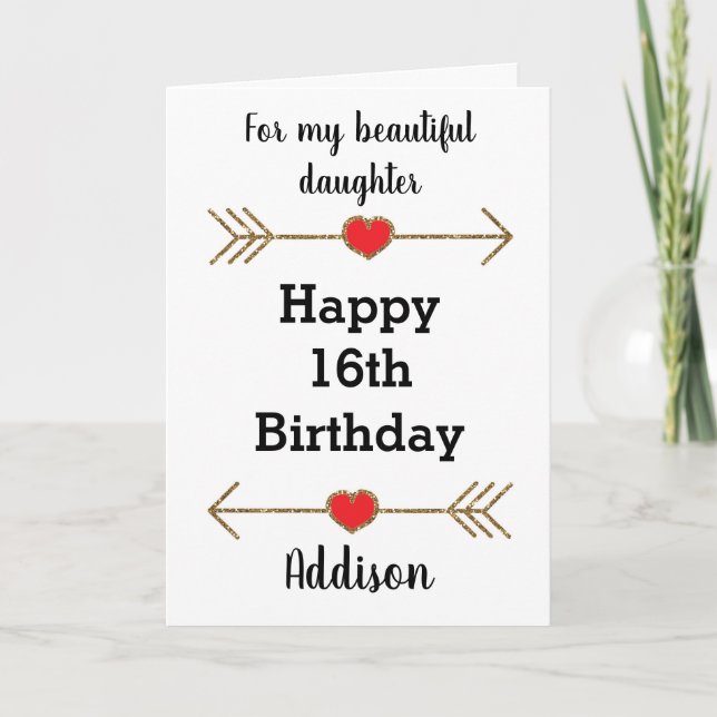 Tarjeta Por mi Hija, 16º cumpleaños (Anverso)