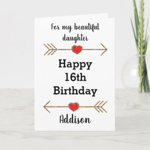Tarjeta Por mi Hija, 16º cumpleaños