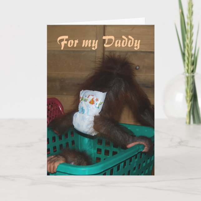 Tarjeta Por mi papá bebé en pañales (Anverso)