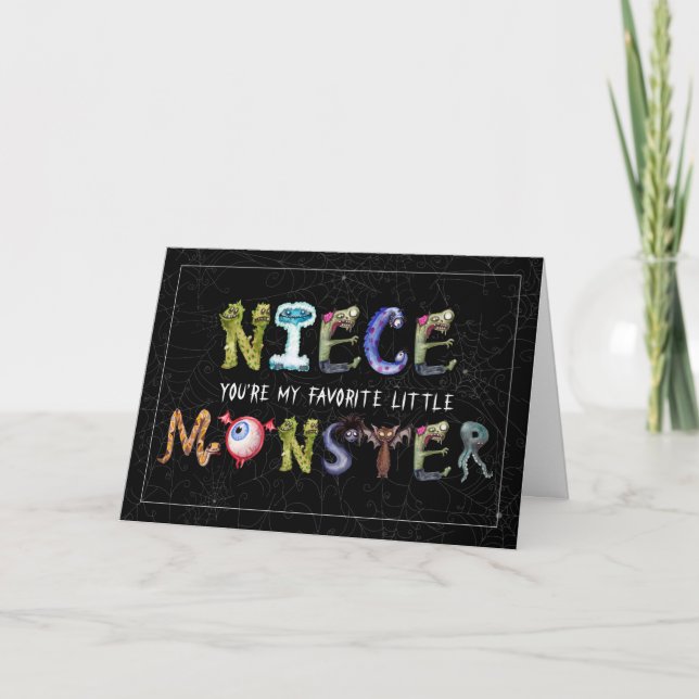 Tarjeta por Niece Cute Little Monster Funny Halloween (Anverso)