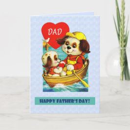 Tarjeta Por papá en el Día del Padre. Perro de cosecha